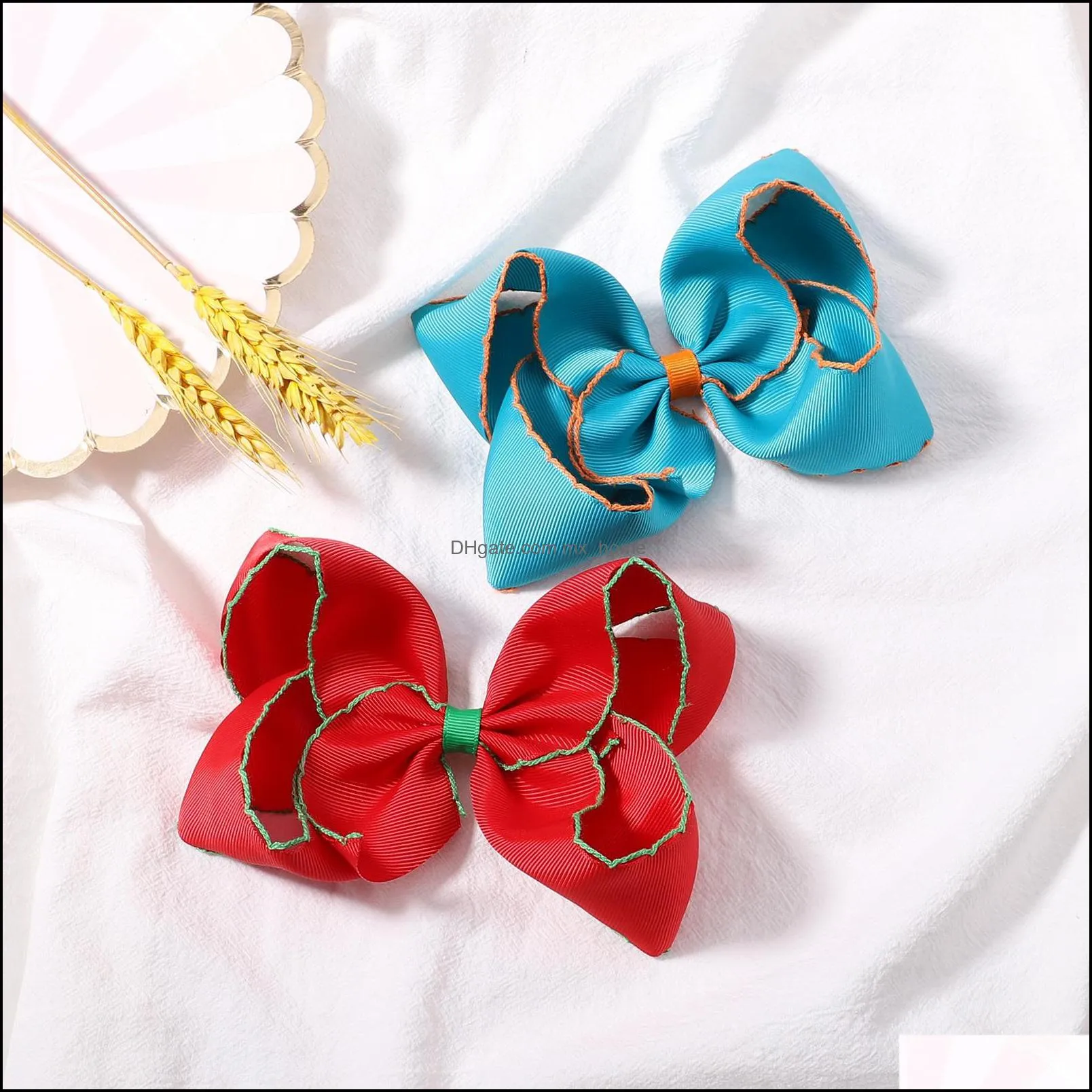Hair Accessories Baby Girls Bow 6 inches Hairpin solid color Headwear fashion Kids hairbow Boutique children Barrettes Z5804