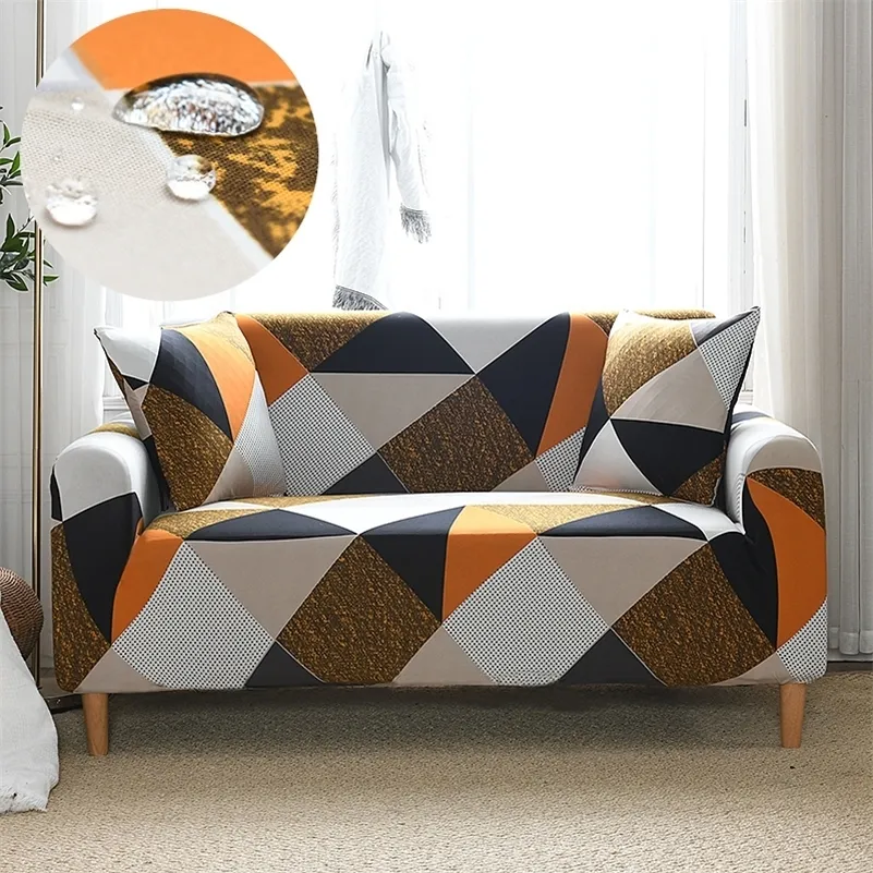 Airldiander novo sofá impermeável sofá elástico slipcover para sala de estar impresso sofá sofá secional estiramento lj201216