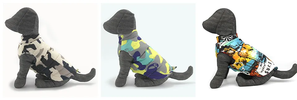  New Double-sided Wear Dog Winter Clothes Warm Vest Camouflage Letter Pet Clothing Coat For Puppy Small Medium Large Dog XXL 324