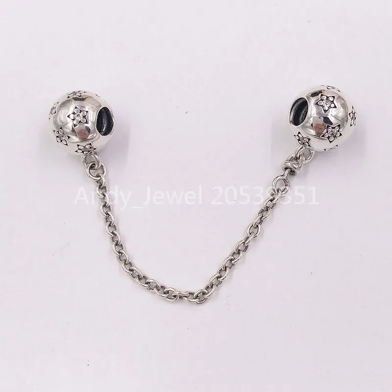 Andy Jewel Authentic 925 Sterling Silver Beads Star Silver Safety Chain Charms past Europese Pandora -stijl sieraden armbanden ketting 791782CZ