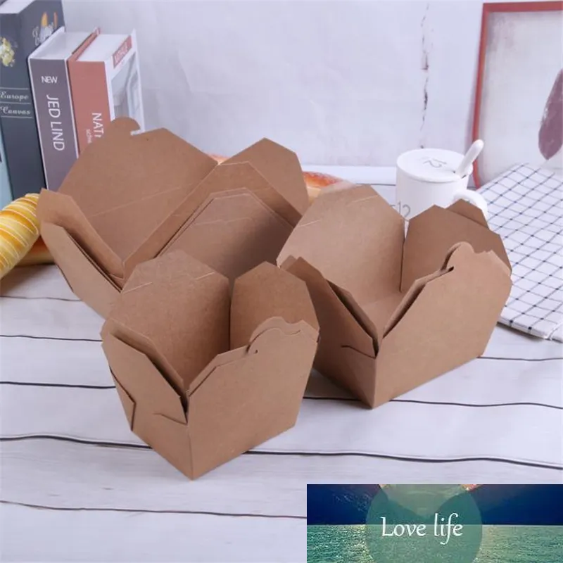 50 stks / partij dik vierkant wegwerp lunchbox voedsel pakket afhaalmaaltijden blanco kraftpapier fast food fruit salade cruck snack cake box