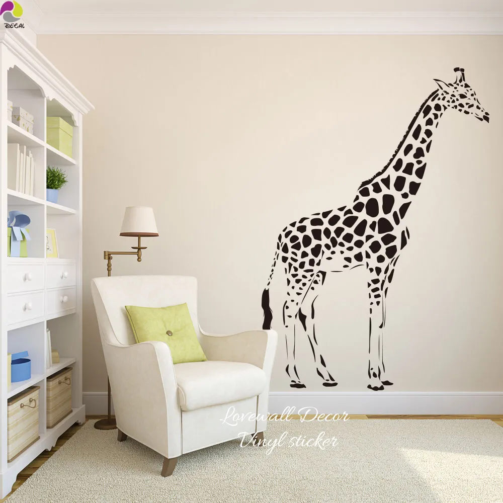 Dessin animé girafe mur autocollant bébé pépinière chambre d'enfants mignon grande Afrique girafe animal mur décalque salon vinyle décor à la maison bricolage 201130