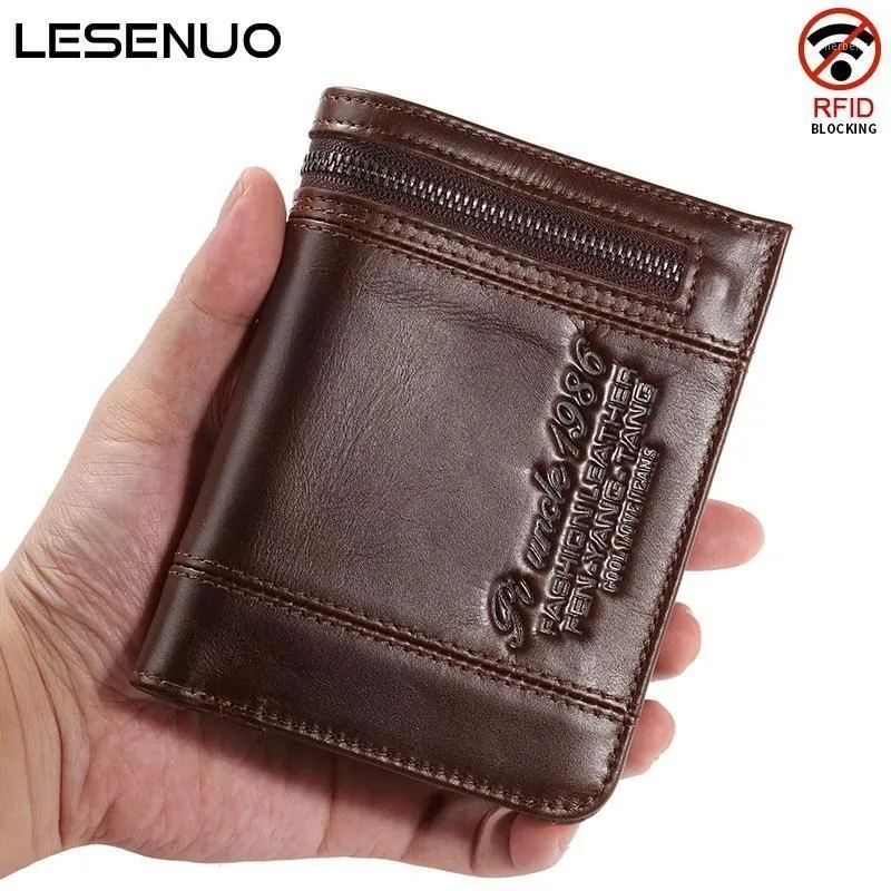 Brieftaschen LESENUO Leder Männer Kuh Hohe Qualität Funktion Große Kapazität Kartenhalter Marke Mode Männlich Walet Tasche 1