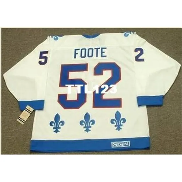 740 # 52 Adam Foote Quebec Nordiques 1992 CCM Vintage Home Hockey Jersey of Custom Elke naam of nummer Retro Jersey