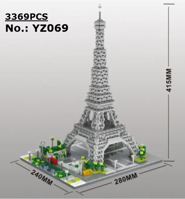 YZ Mini bloques arquitectura Pisa World Landmark edificio ladrillos Louvre niños juguetes Torre Eiffel modelo Castillo para niños regalos C1115