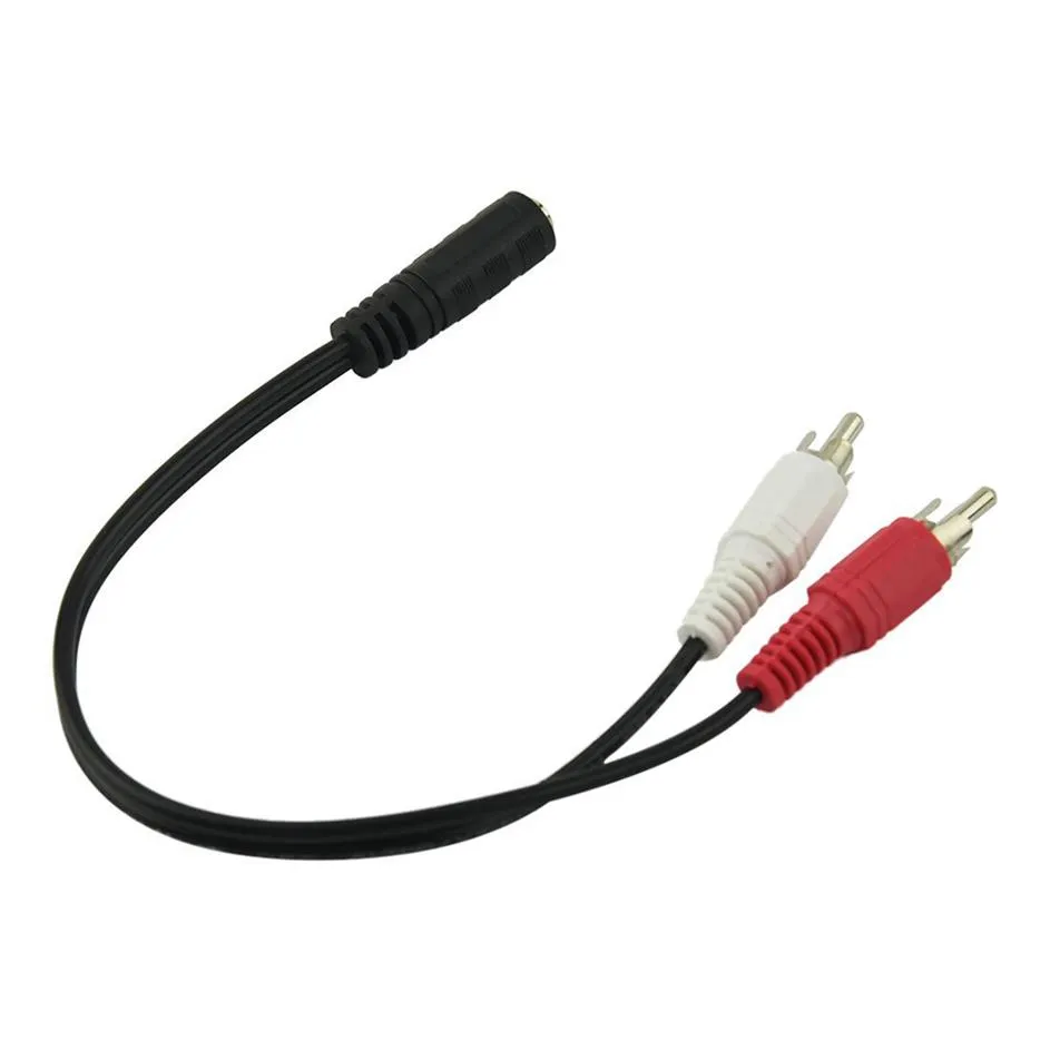 Fasdga 2 x RCA maschio 1 x 3,5 mm stereo femmina cavi Y-Cable a06