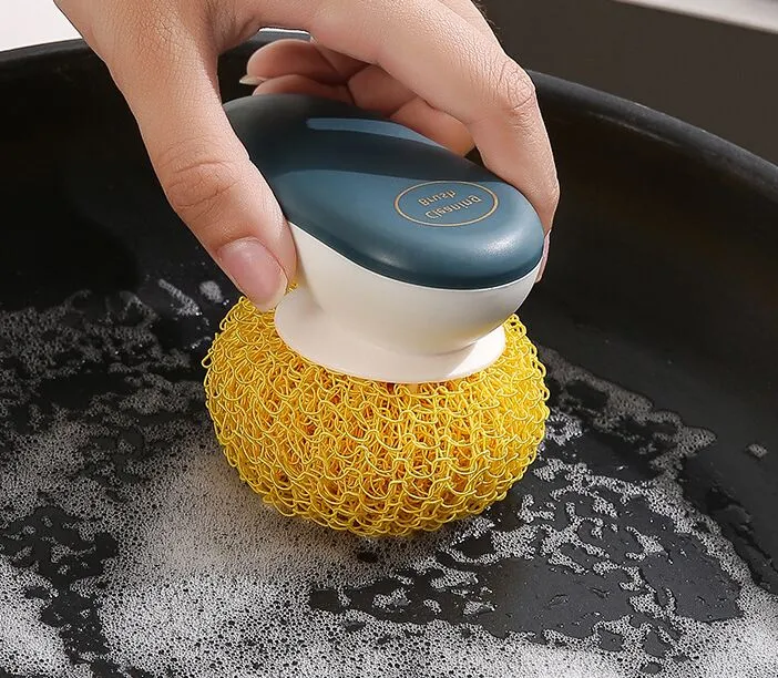 Spazzola per la pulizia nano Pentola da cucina e spazzola per piatti Sfera in fibra sostituibile per uso domestico