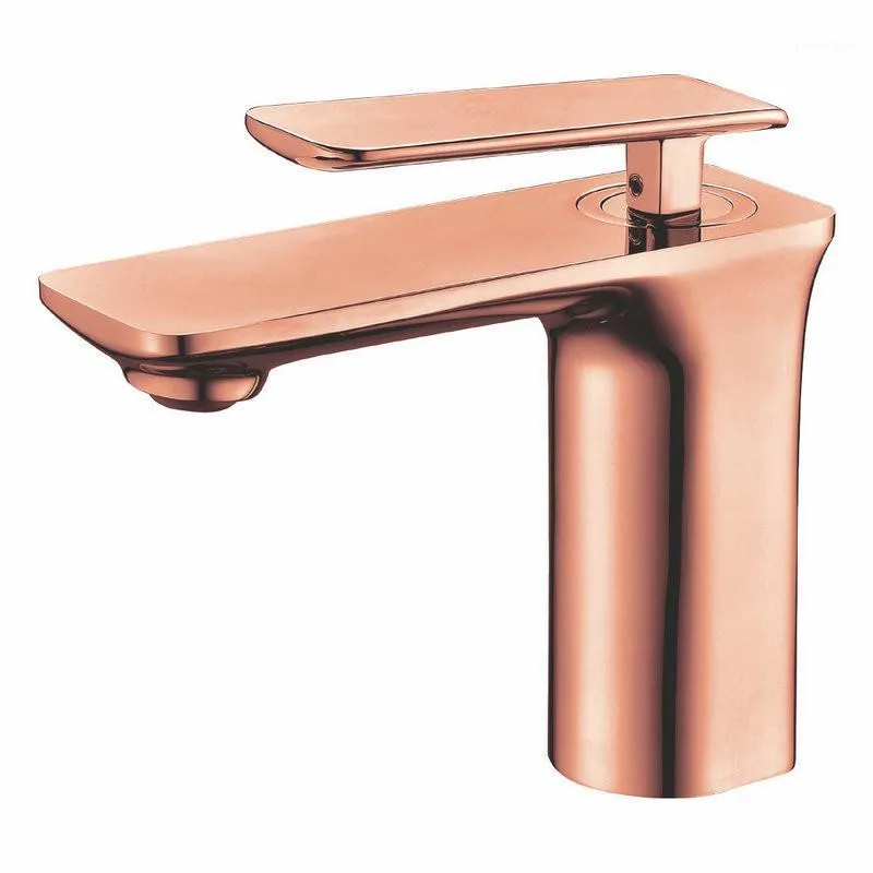 Rubinetti per lavabo Rubinetto per lavabo Rubinetto per lavabo in ottone massiccio Rubinetto per miscelatore in oro rosa Maniglia singola fredda Montaggio su piano Rubinetto di alta qualità1