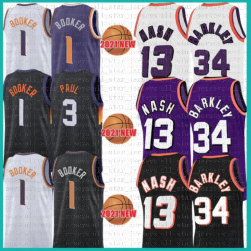 2021 Nouveau maillot de basket-ball Devin 1 Booker Chris Mens 3 Paul Mesh Retro Steve 13 Nash Cheap Charles 34 Barkley Youth Kids Multi