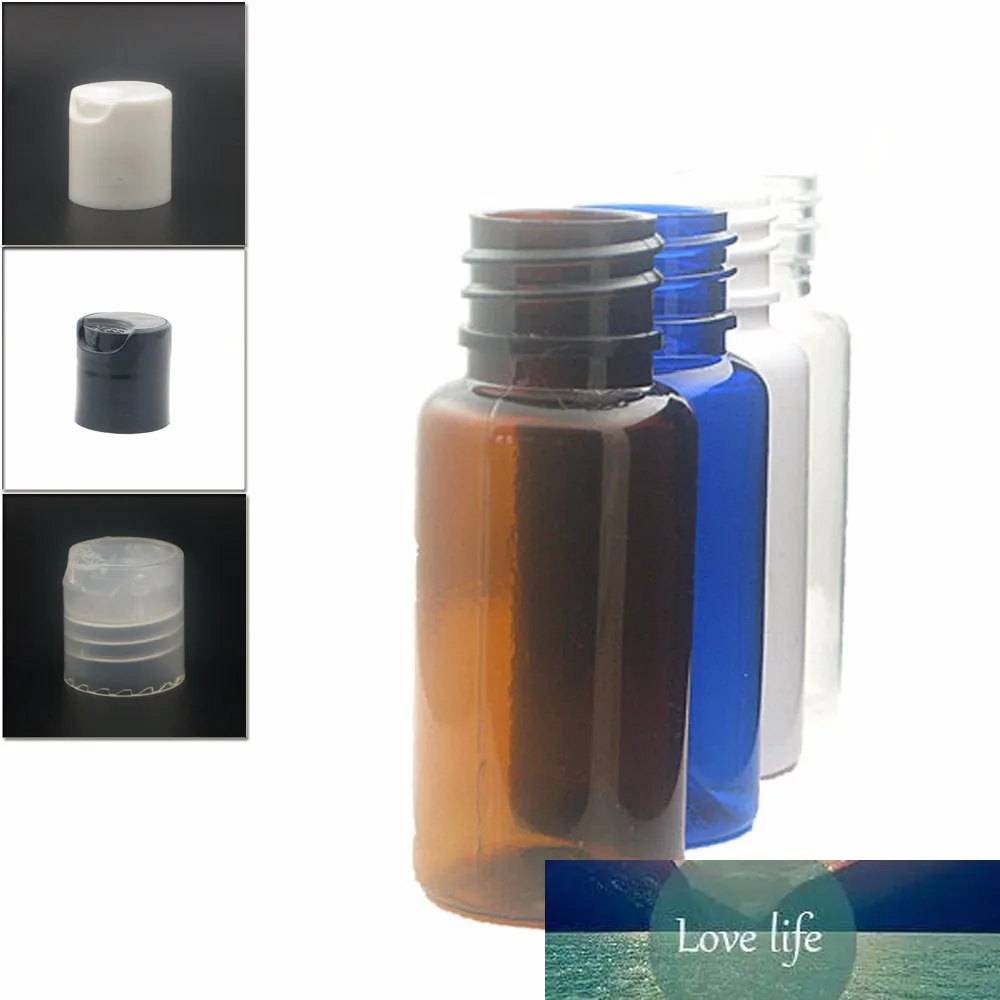 15ml redondo vacío claro / blanco / ámbar botella de plástico de mascotas con tapa de disco transparente / negro x 10
