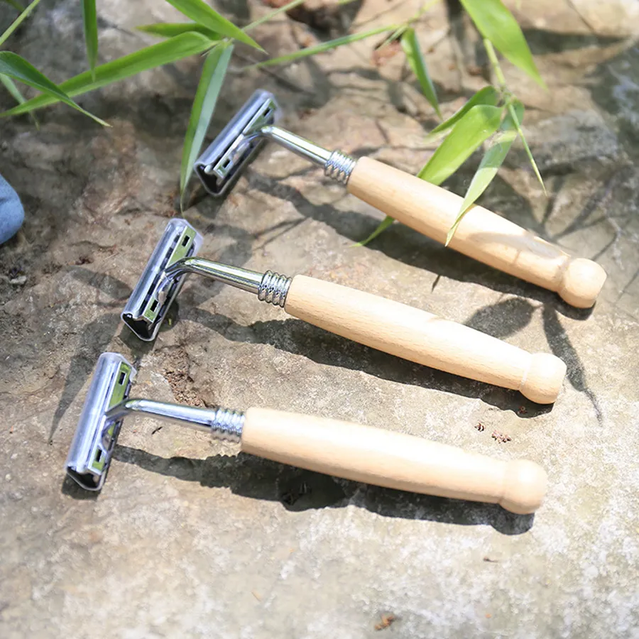 Мужчины бритвенные прямые бритвы одноразовые деревянные ручки бритвы салон парикмахера бритвы ручной бритья для гостиничного инструмента Travle