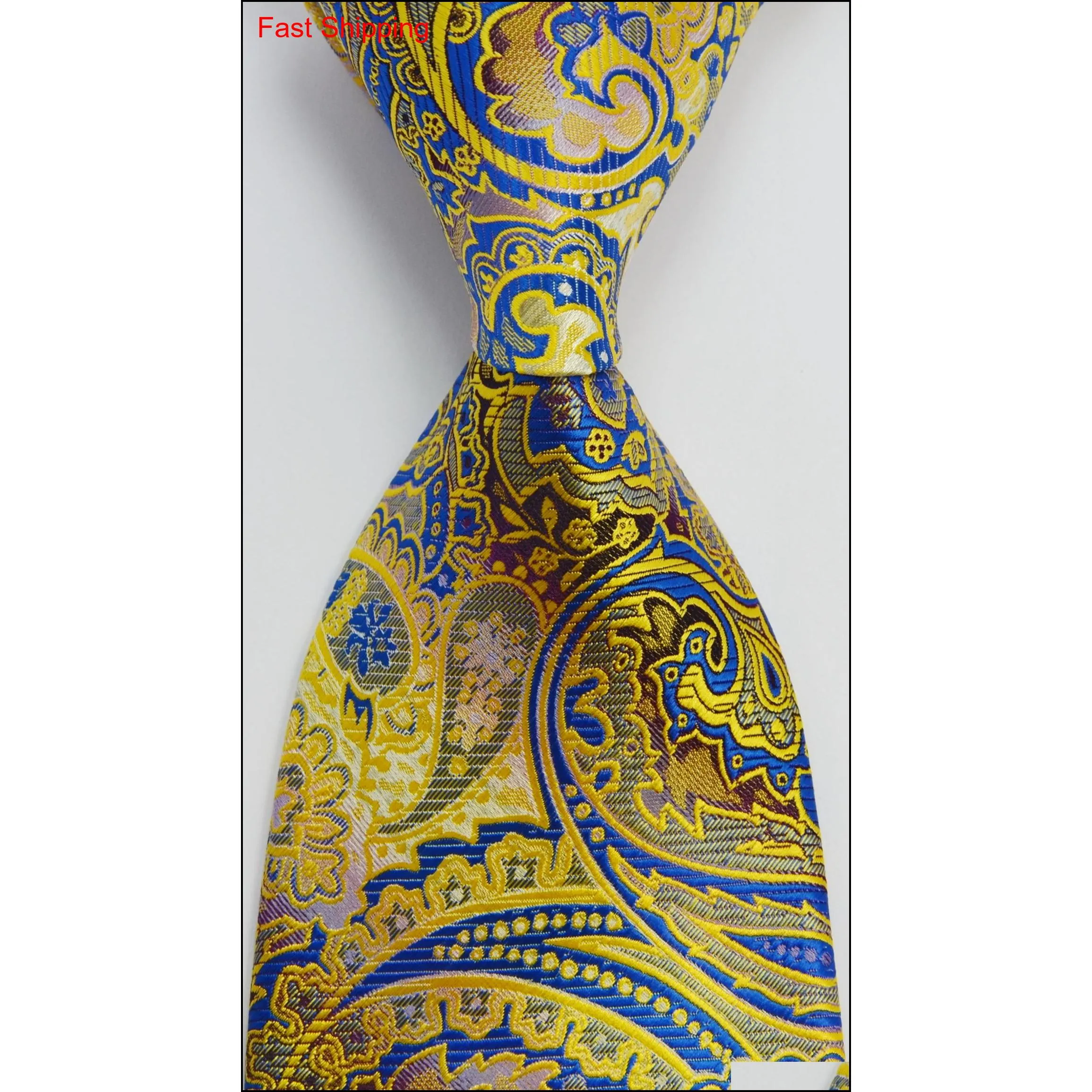 men`s floral tie silk necktie gold blue jacquard party wedding woven fashion design gz7201116