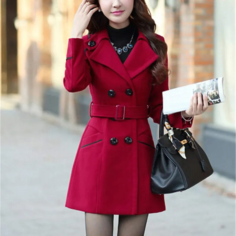 Zogaa Women's Woolen Coats Winter Fashion Jacket for Women Chiters Long Coat Trench Blends Ladies Solid Wool 201102