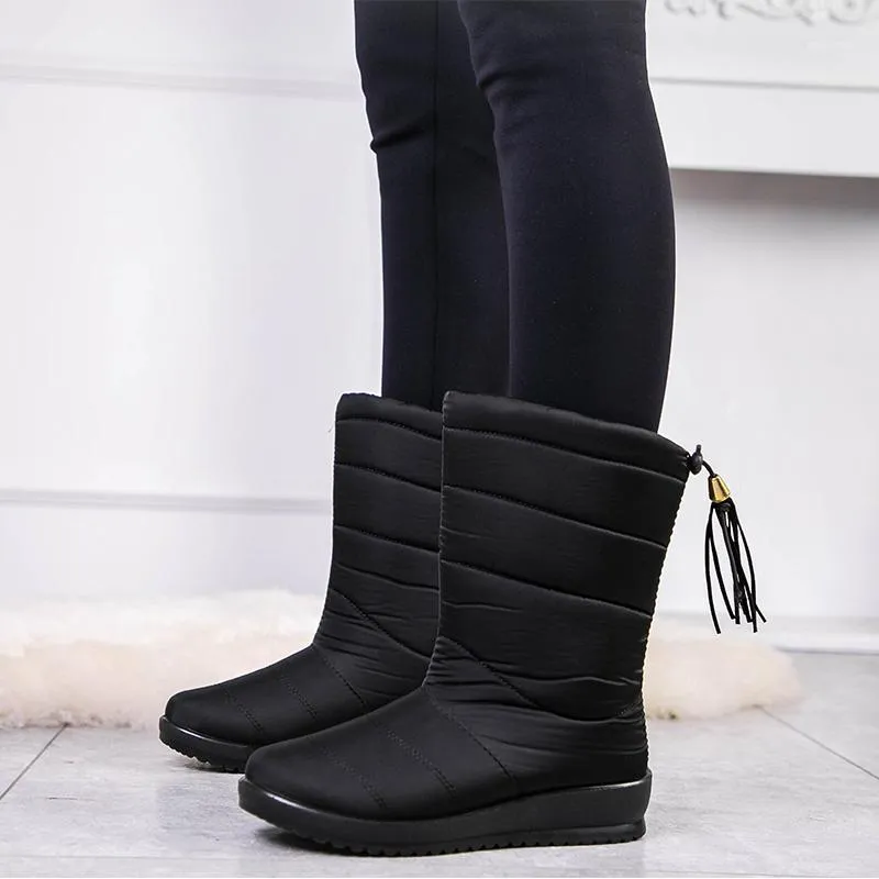 Nouvelles bottes d'hiver femmes chaussures d'hiver mi-mollet bottes de neige imperméables compensées fourrure chaude chaussures femme chaussures femme chaussures1