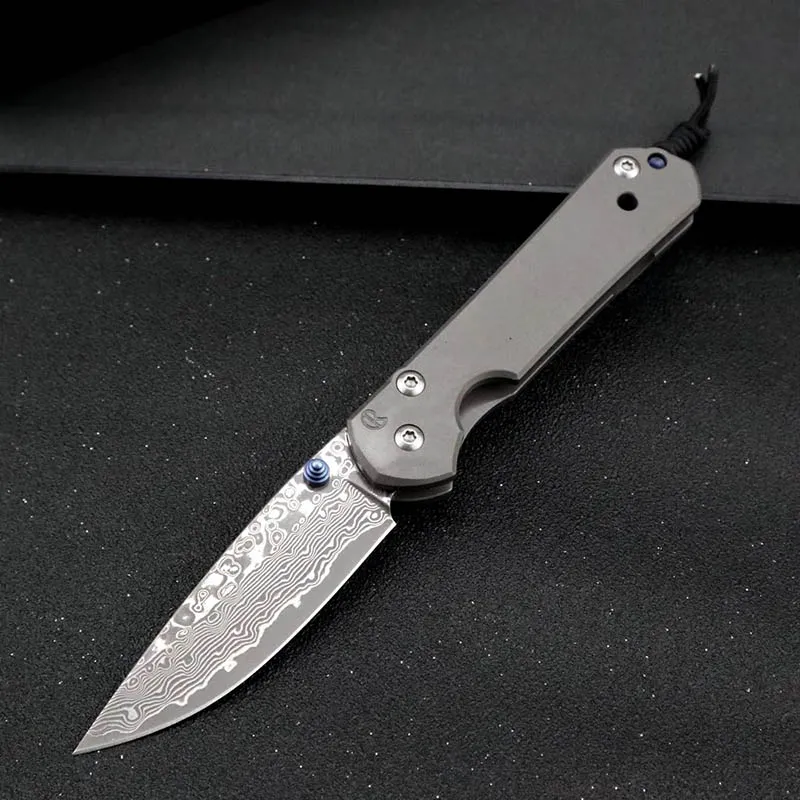 Chris Reeve Sebenza 21 Lama di Damasco Manico in titanio Coltello pieghevole tattico Campeggio esterno Caccia Sopravvivenza Utility Coltello tascabile EDC UT85