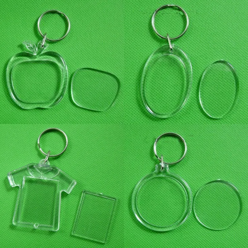 Clear Acrylic Plastic Blank Keyrings Insert Passport Photo Frame Keychain Picture Frame Keyrings