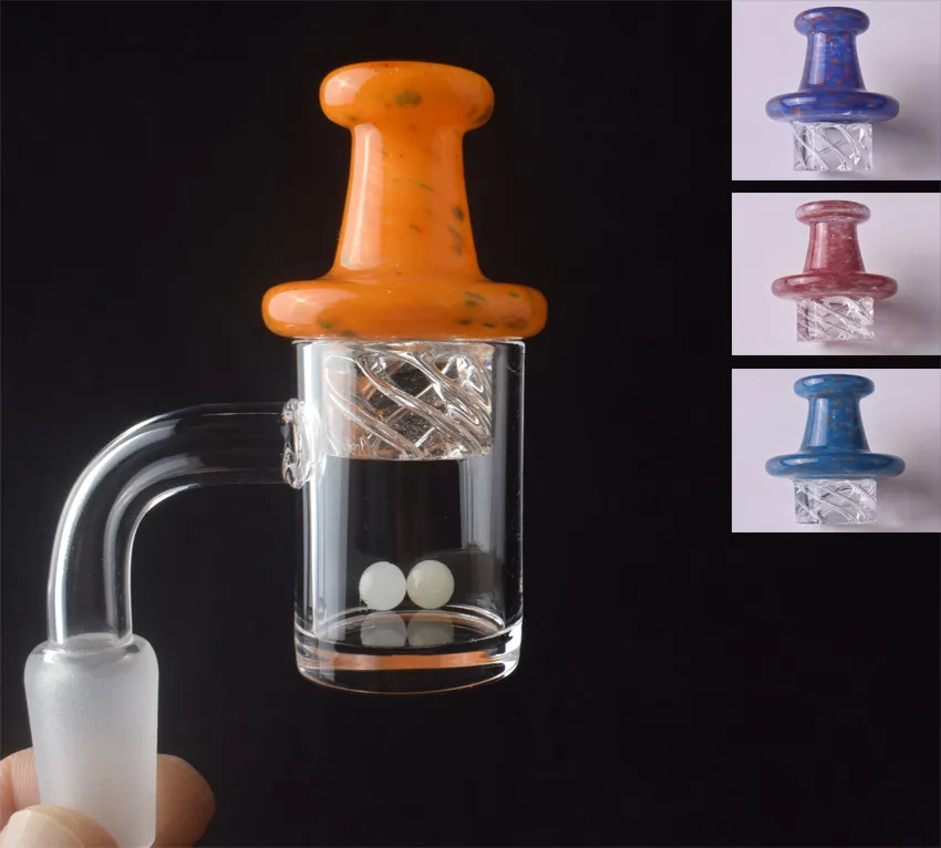 Fumo 5mm Clear Bottom Quartz Banger Nail e Luminous Terp Pearl Cyclone Spinning Carb Cap Dab Per Oil Rigs Glass Water Pipes
