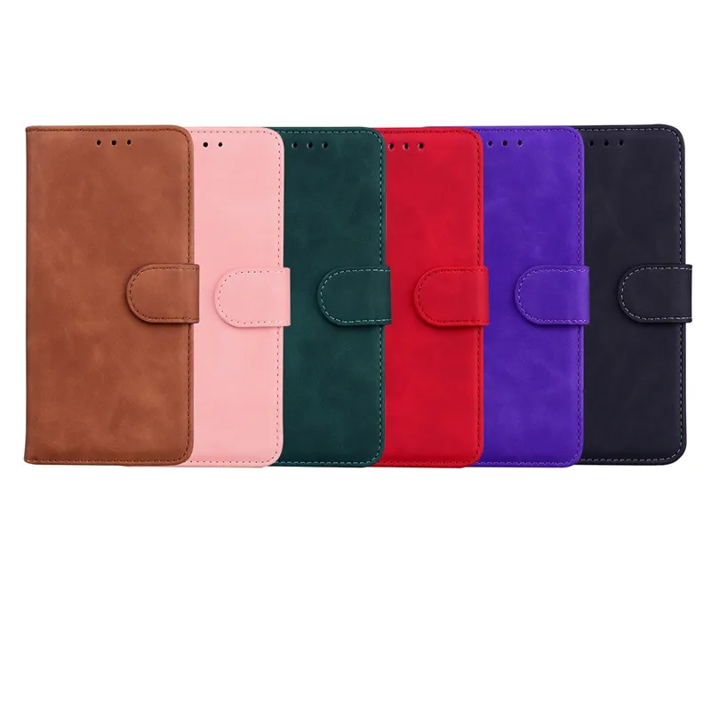 Capas carteira de moda para Xiaomi Redmi 13C Note 13 Pro K70E A3 Moto G Play 4G 2024 Power 5G 2024 Skin Feel Plain Retro Vintage PU Couro Suporte de cartão Magnético Capa