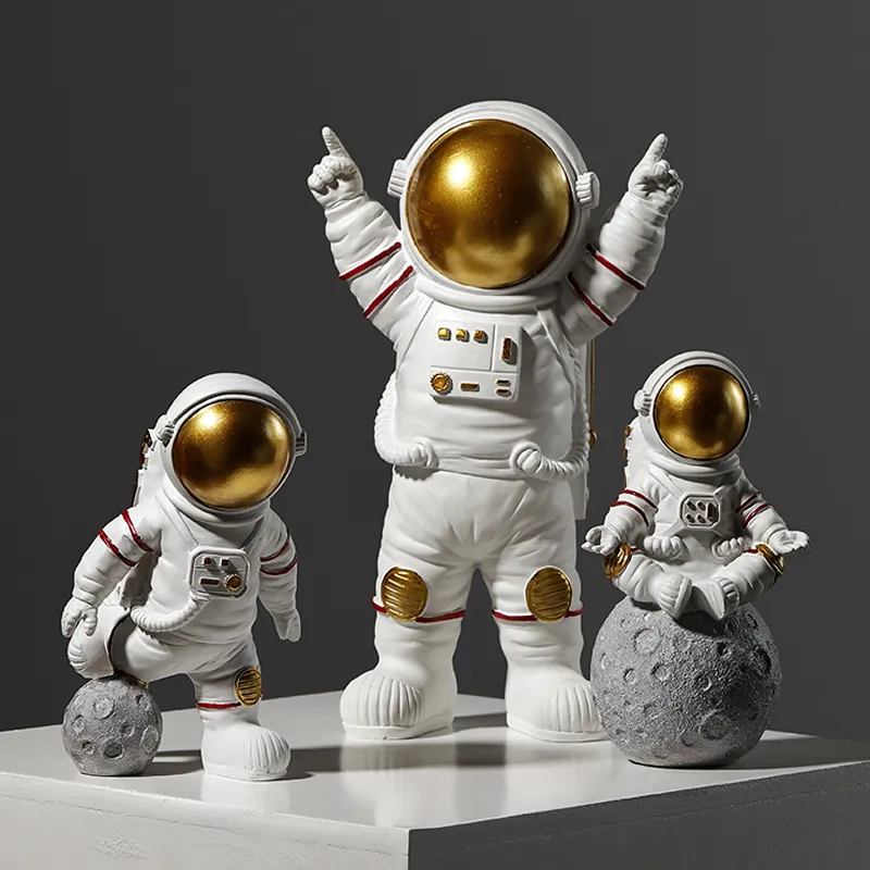 Modern Astronaut Skulpturharts Figur Statuetes Spaceman Abstrakt Staty Hem Dekoration Tillbehör Hantverk Figurinredning