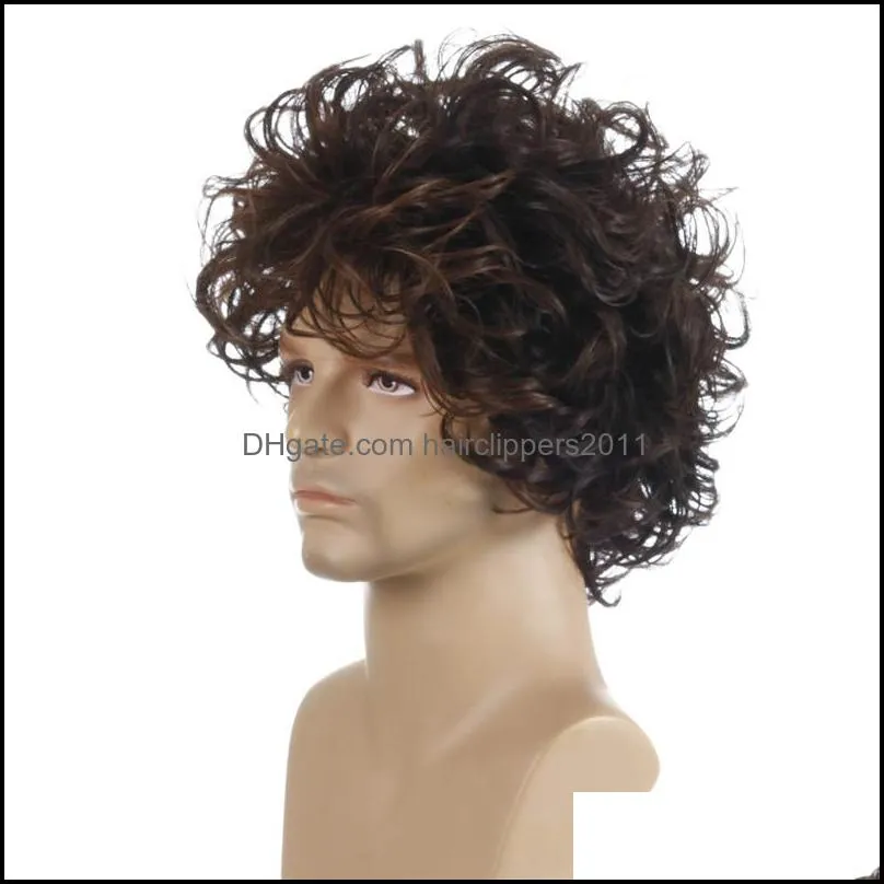 11 inches Men`s Synthetic Wig Mix Color Pelucas Perruques de cheveux humains Simulation Human Remy Hair Wigs WIG-M29