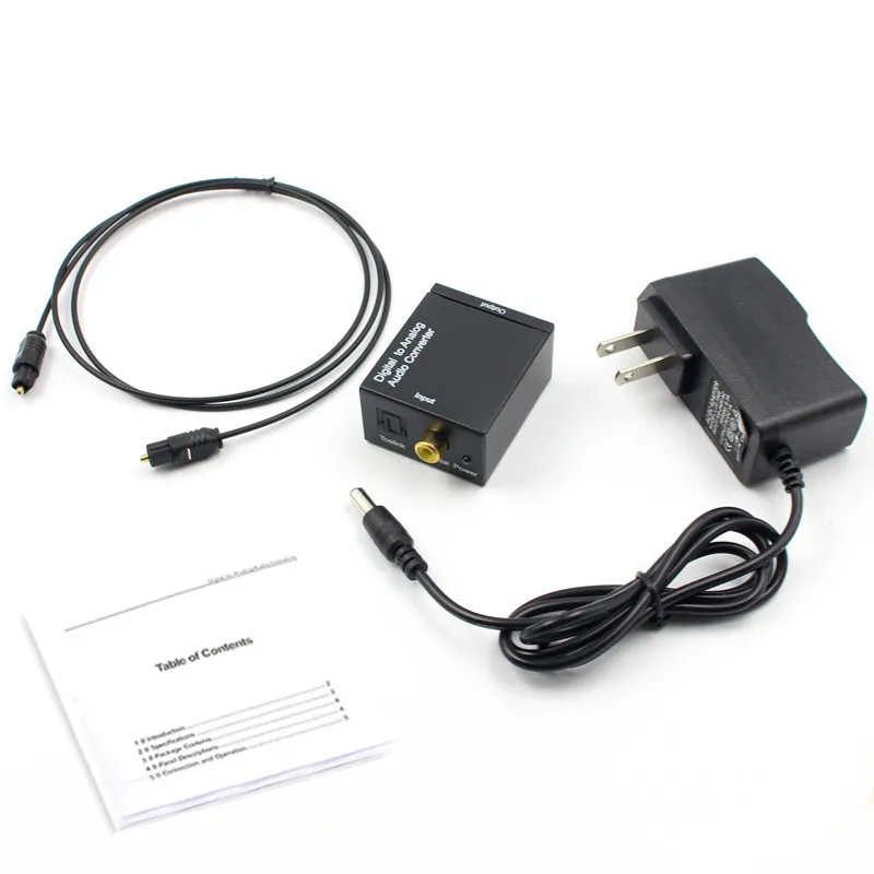 Digital to Analog Audio Converter Digital Adapter Optic Coaxial RCA Toslink إشارة إلى محول الصوت التناظرية
