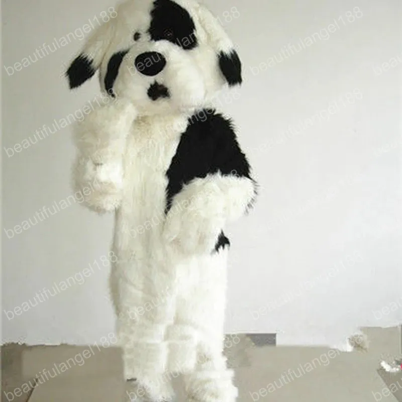 Costume de mascotte de chien longue de la fourrure de haute qualité dessin animé peluche peluche animal anime thème caractère adulte taille noël carnaval robe de fantaisie Halloween Noël Pâques