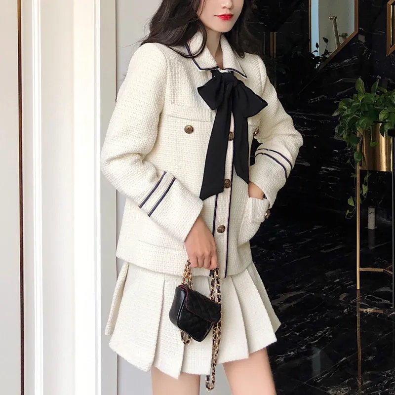 Tweed Jacket And Skirt Set Womens Wool Blend Sweater Skirt Set