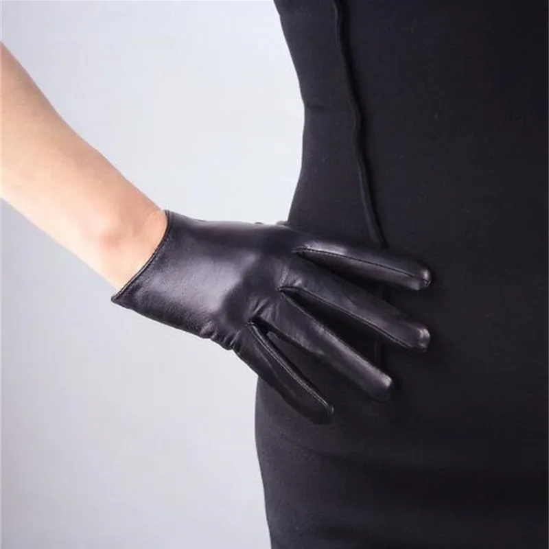 Gants courts en peau de mouton design pour femmes gants en cuir véritable écran tactile noir gant de moto R630 201104