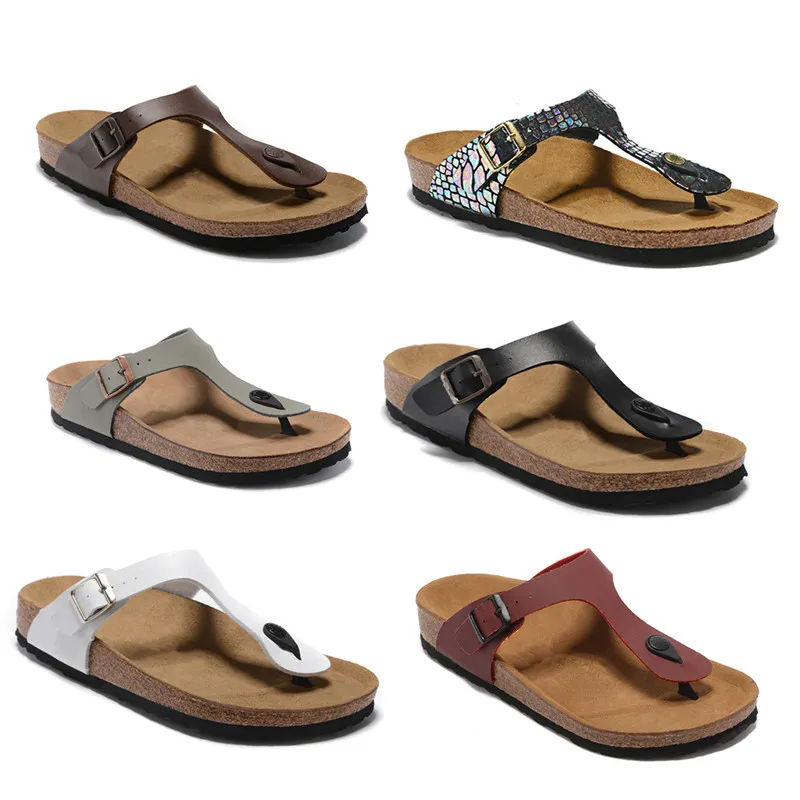 نسخة جديدة Cork slippers شرائح رجالي نسائية الصيف الصيفية النعال الشاطئية الشاطئات