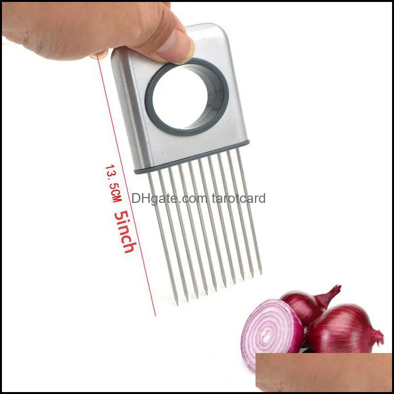 Onion Holder Slicer Stainless Steel Loose Meat Needle Fruit Vegetable Tomato Cutter Kitchen Gadget No More Stinky Hands Onion Holder