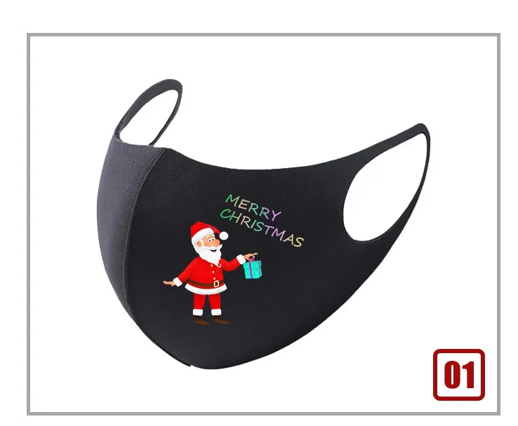 Maschere di Natale nere Regalo di Babbo Natale Maschere di design stampate Maschera di cotone di moda cartone animato Decorazione di Capodanno 20 disegni