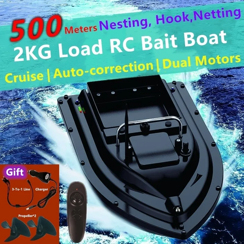 Cruise RC Vissersboot Drie-Blade Dual Propeller 500 M Lange Range Single Hopper 2kg Lading Automatisch Juiste Route RC Bait Boat 201204