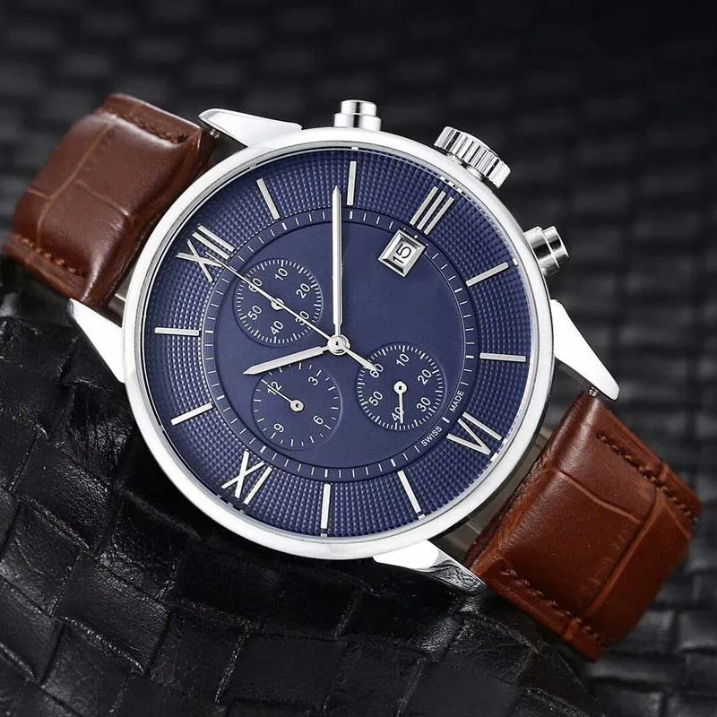 Montres pour hommes de luxe montres-bracelets de marque supérieure tous les sous-cadrans fonctionnent bracelet en cuir mode hommes à quartz montre pour hommes cadeau de noël reloj de lujo