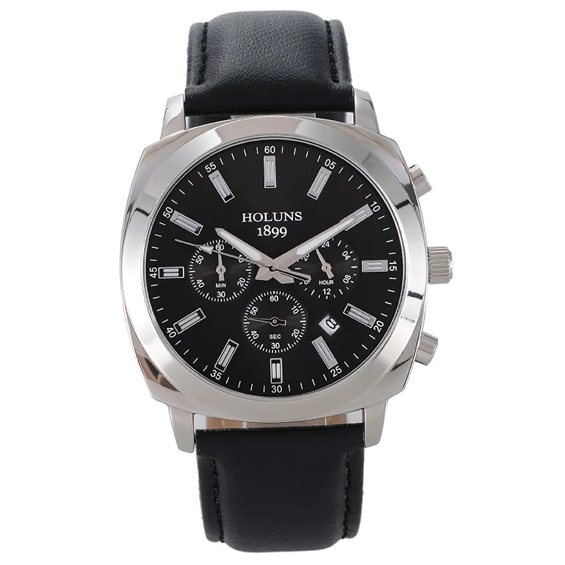 HOLUNS Mens Leather Watch Waterproof Chronograph Stainless Steel Brown From Supermarket watches 52.72 DHgate.Com