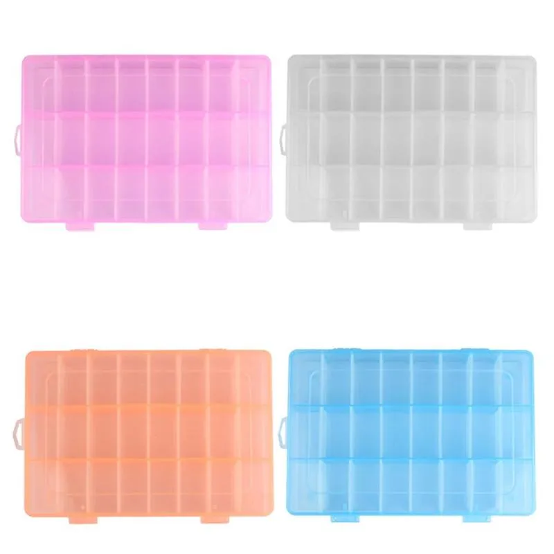 Adjustable 24 Compartment Plastic Storage Box Jewelry Earring Case2824