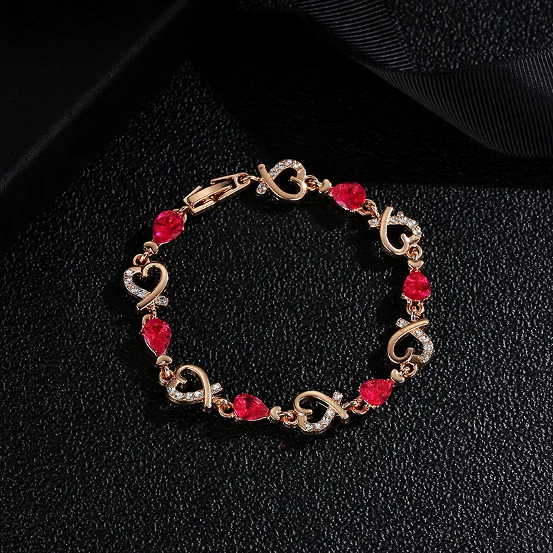 Bracelet fleur rose Bracelets de mariage Demoiselle d'honneur/cadeau de mariée Bracelets cristaux d'amour