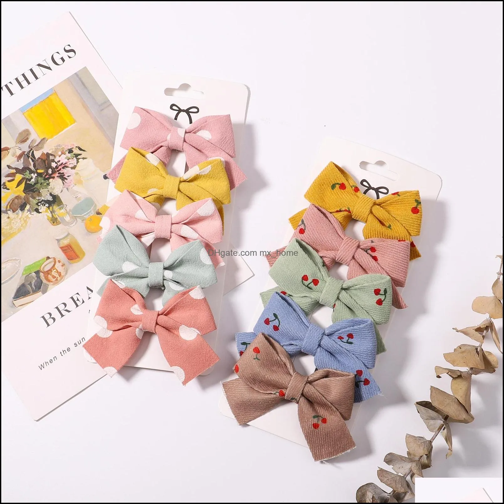 Hair Bows with Clips Floral plaid lattice Hairpin Boutique Hairpins Barrettes For Girls Kids Princess Accessories Sets Z5580