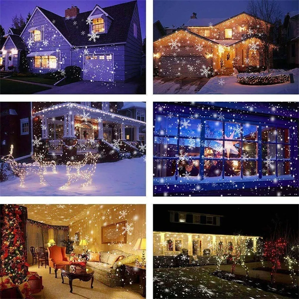 Snowflake Christmas LED Projector Light – Moving Laser Landscape Lamp – USB