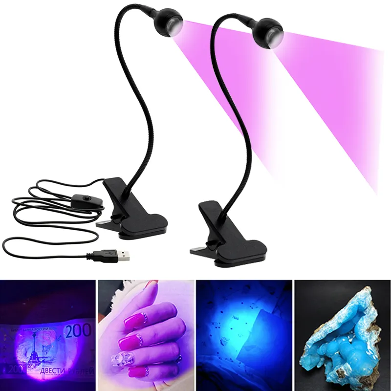 UV Lights Led Ultraviolet Lights Lampe Desk Lamp Mini Gel Curing Light Nail Dryer for Diy Art Cash Medical Detector