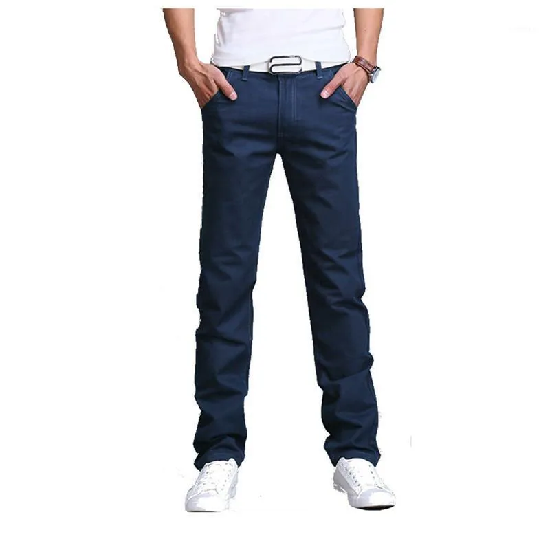 Herrbyxor Partihandel-2021 Sommar Höst Män Business Casual Slim Solid Byxor Fashion Mens Straight Cargo Kläder Storlek 28-401