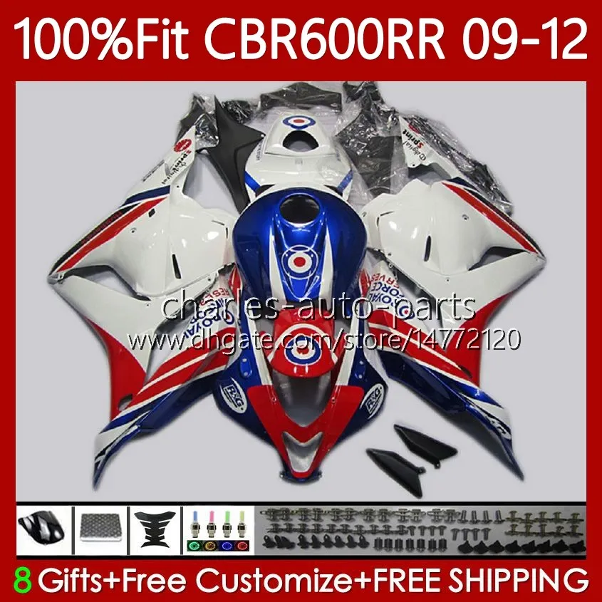 OEM-backs voor HONDA CBR 600 CBR600 RR CC F5 2009 2010 2011 2012 Body Red Blue White 69NO.107 CBR 600F5 600RR 600CC 2009-2012 CBR600RR 09 10 11 12 Injectievorm Carrosserie