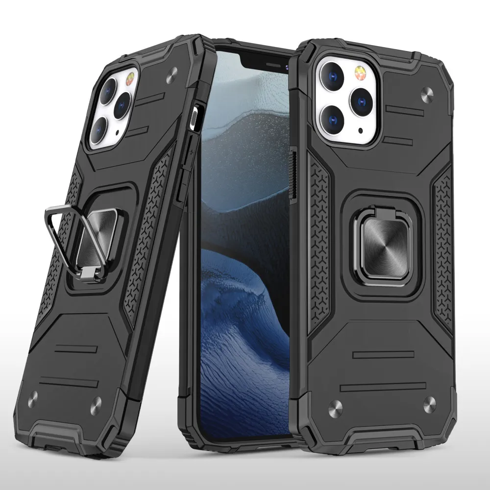 Case voor iPhone 12 Mini 11 Pro Max SE 2020 X XR XS Max 6 6s 7 8 Plus pantser Back Cover schokbestendige vingerring Auto houder Stand magnetische kast