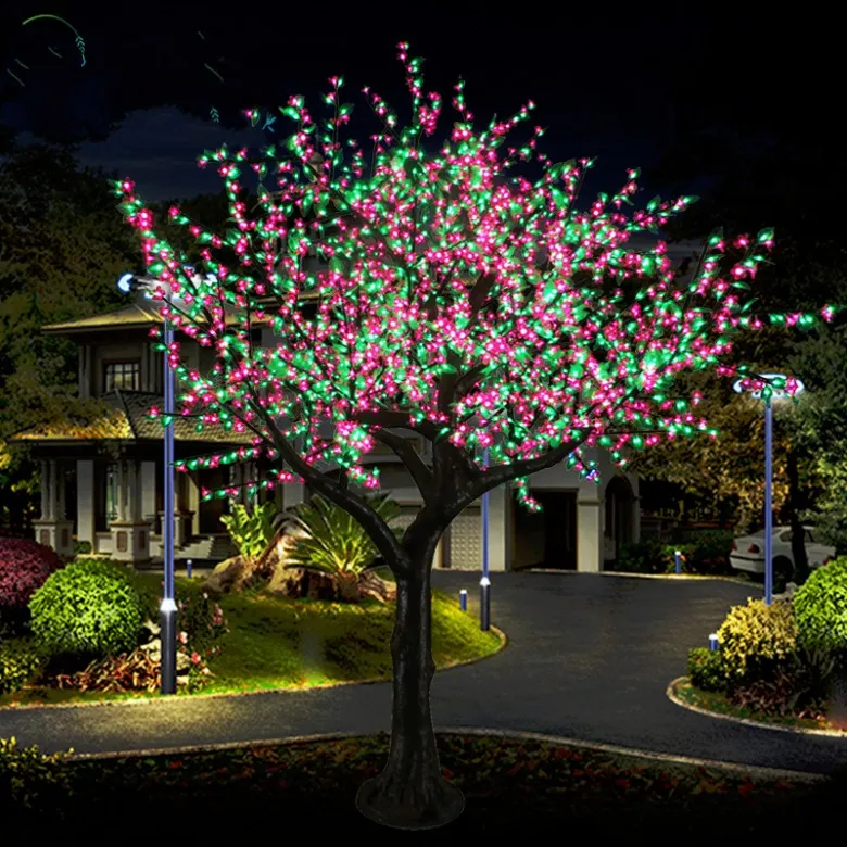 Bellissimo albero di Natale a LED con fiori di ciliegio che illumina la lampada impermeabile P65 per la decorazione del paesaggio del giardino per la festa di nozze di Natale