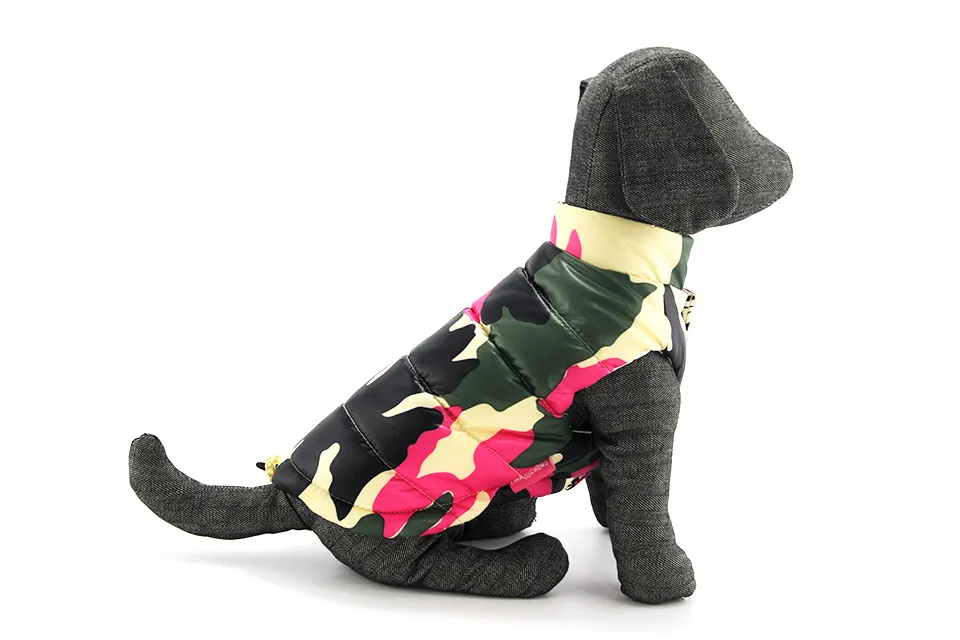  New Double-sided Wear Dog Winter Clothes Warm Vest Camouflage Letter Pet Clothing Coat For Puppy Small Medium Large Dog XXL 313