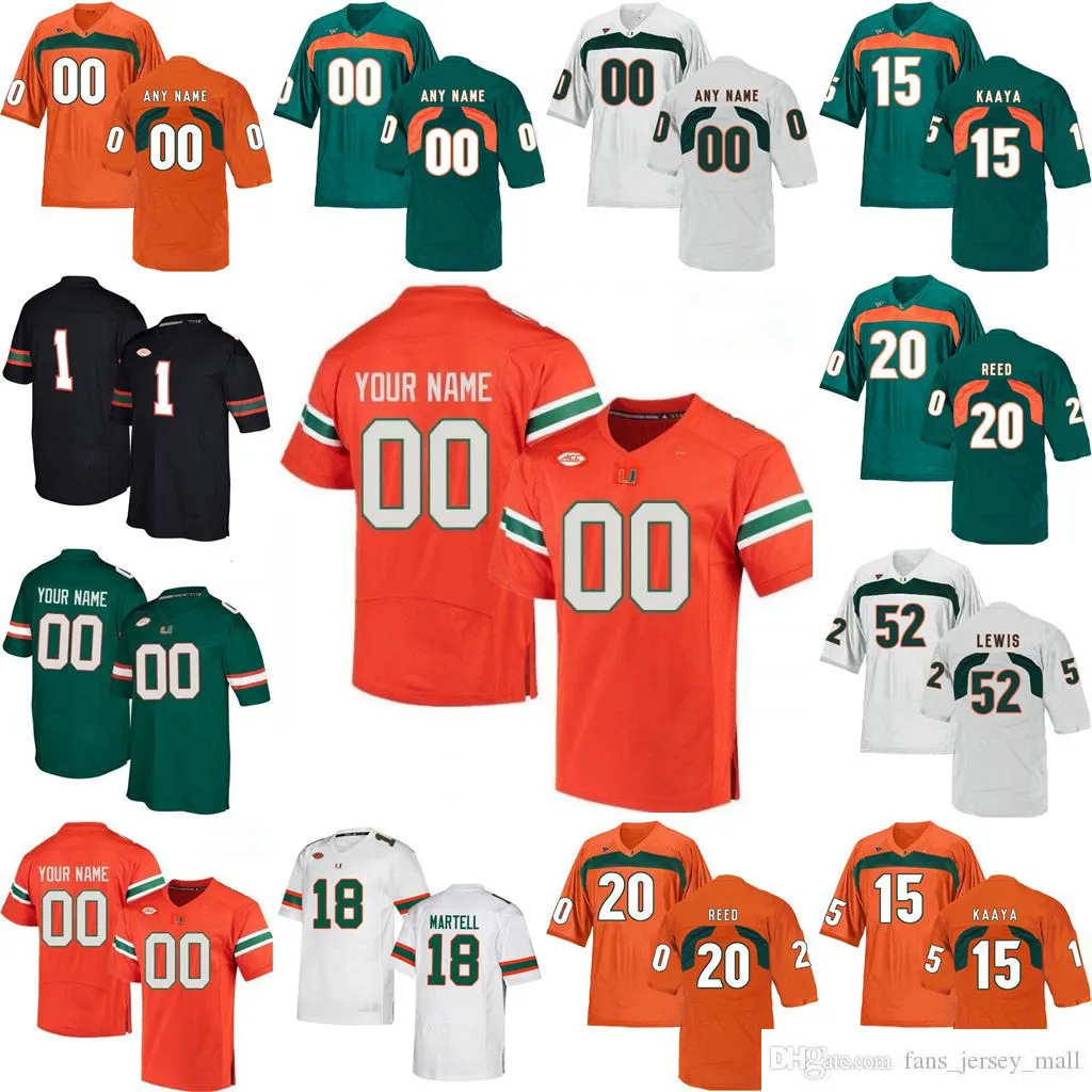 Miami Hurricanes College Football Trikots Dwayne Johnson Jimmy Graham Jim Kelly Devin Hester Frank Gore Trikot Individuell genähtes Trikot