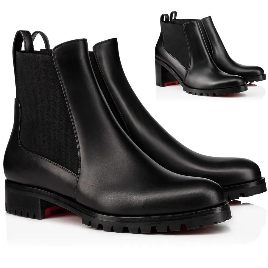 Elegant Lady Black Boot Womens Ankle Boots Lug Sole Sexy Ladies Red