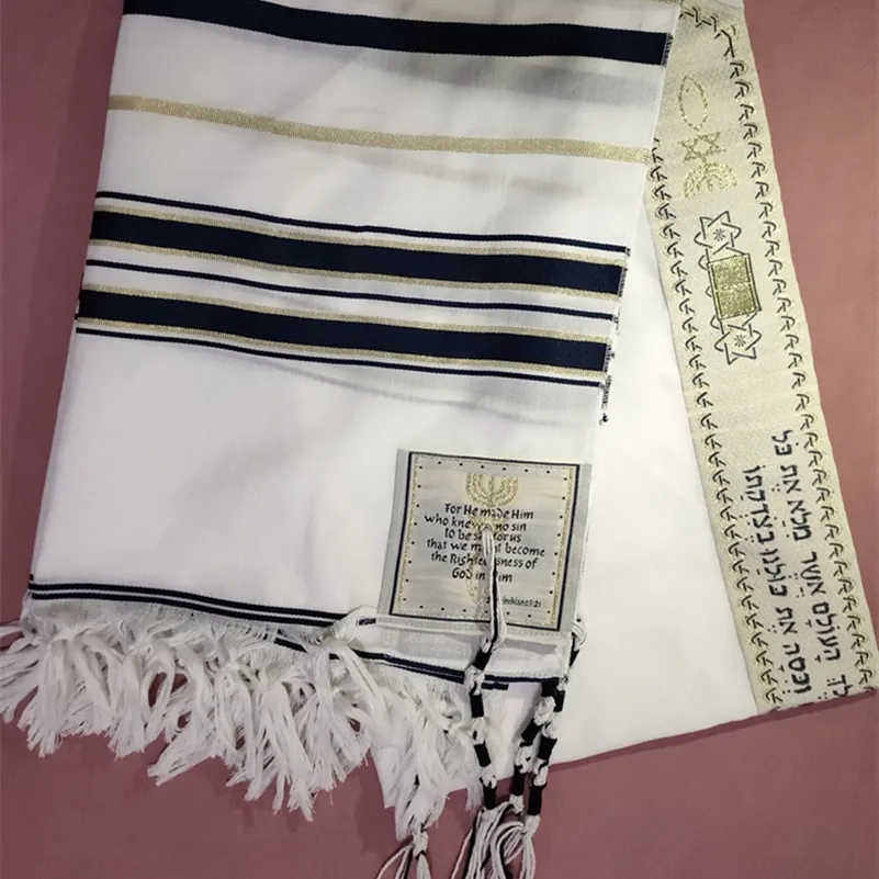 50*180cm Tallit Prayer Shawl Polyester Talit with Zipper Bag Tallis Israeli Praying Scarfs Adult for Men Women Shawls and Wraps 201224