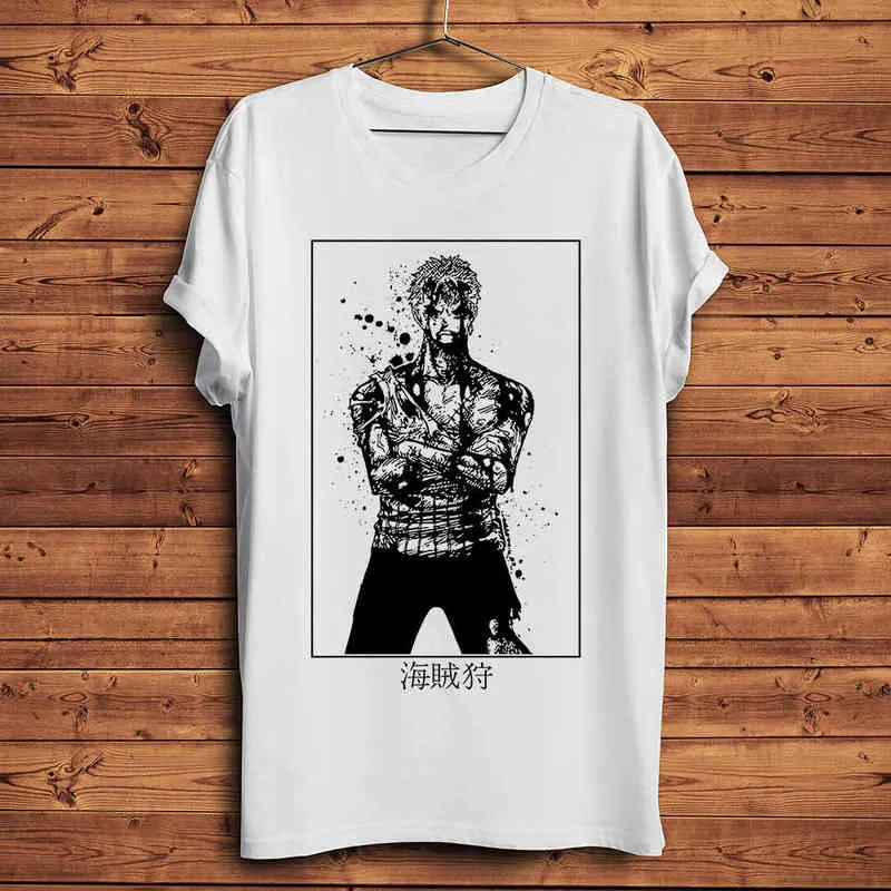 Pirate Hunter Roronoa Zoro divertente maglietta anime Uomo estate new White Maglietta casual manica corta Unisex manga streetwear tee G1222