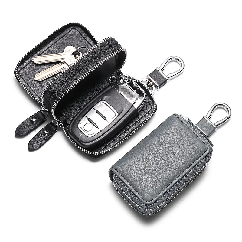 Auto Sleutel Pouch Tas Case Portemonnee Houder Ketting Key Portemonnee Ring Collector Huishoudster Pocket Key Organizer Smart Leren Sleutelhanger