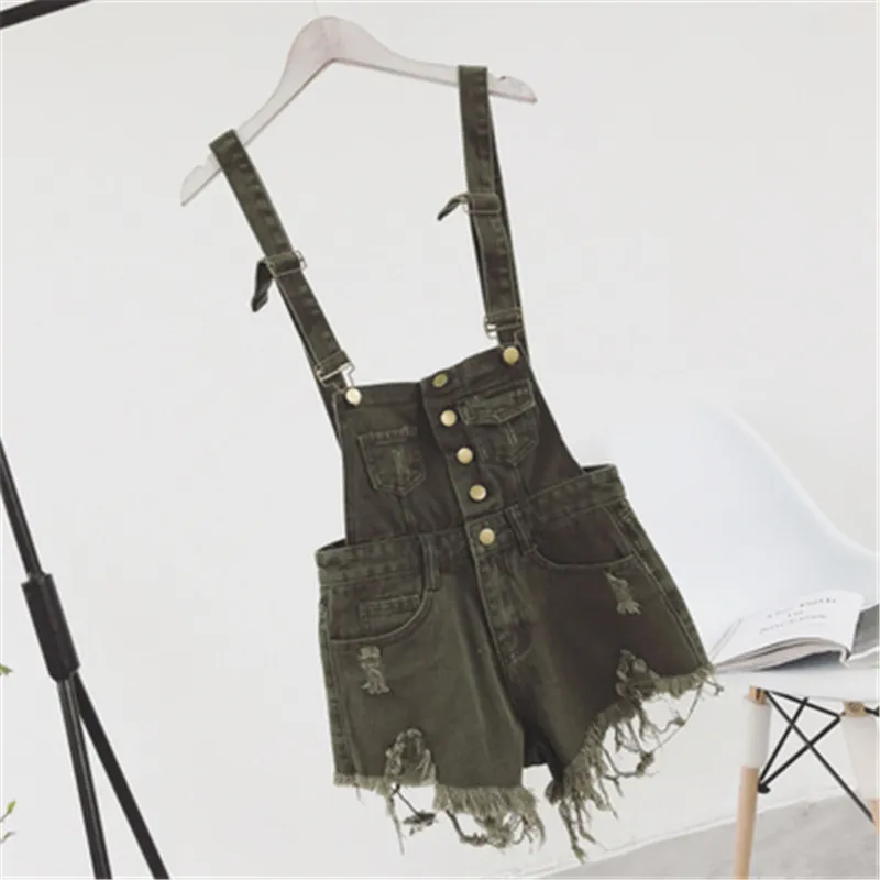 The new college wind denim strap shorts female summer hole loose Korean students was thin sling tide (5)